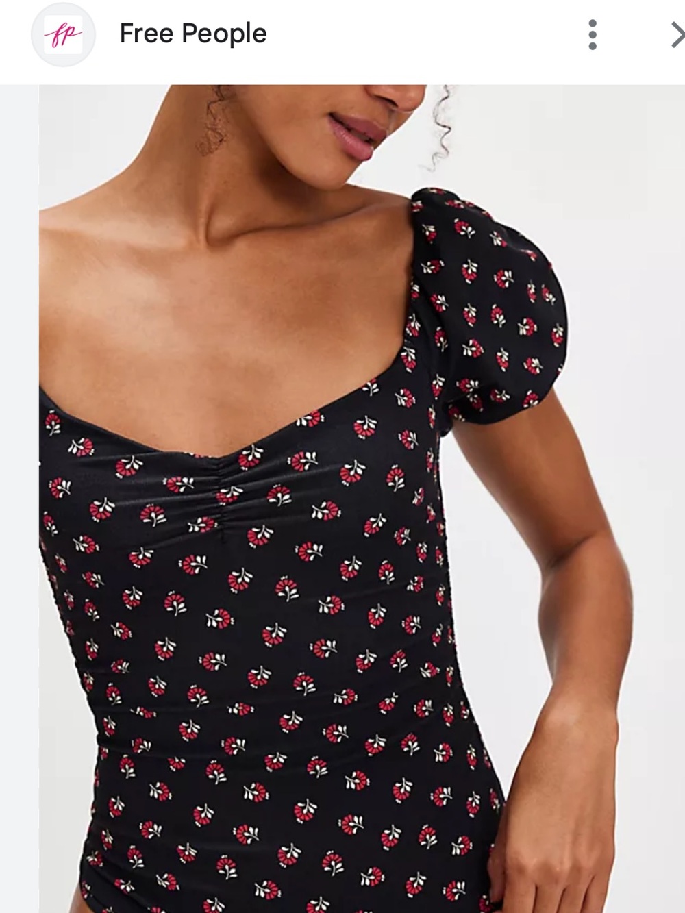 Free People Bella Bodysuit Floral Puff-Sleeve Women’s Top